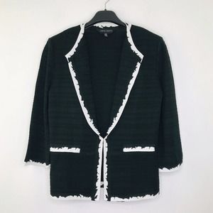 Ming Wang Women's XS Blazer Shoulder Pads Acrylic Career Texture Black Flaw AJ22